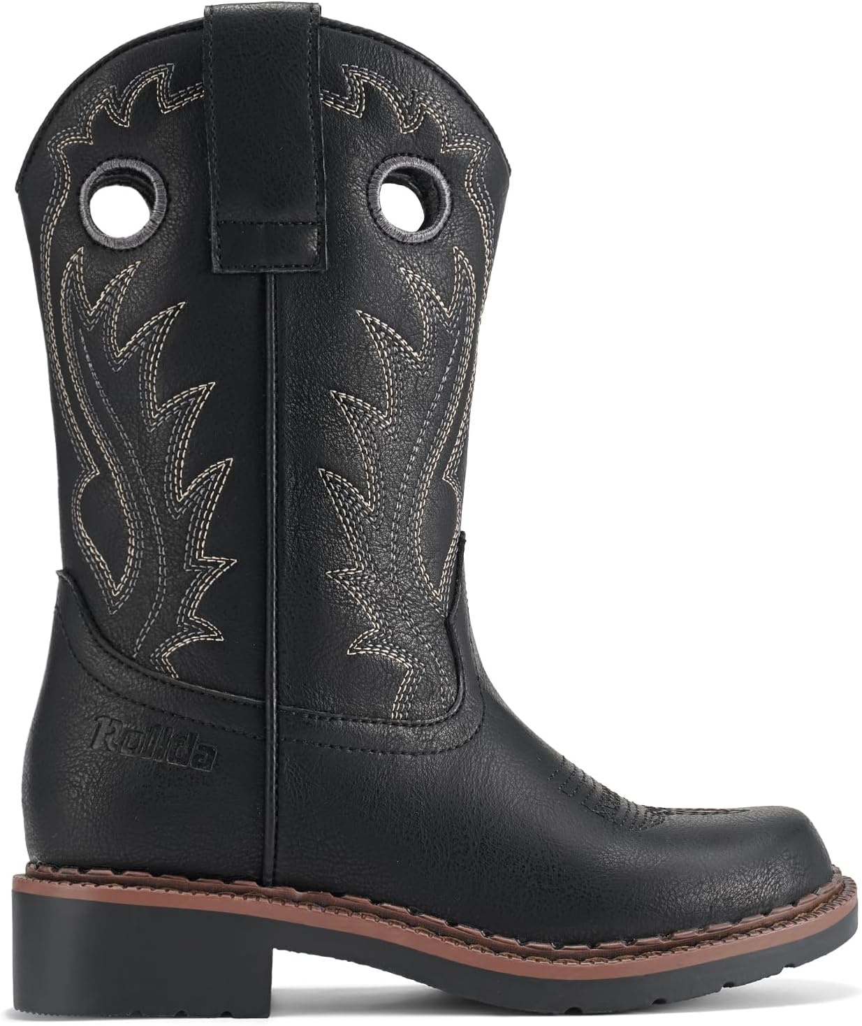 image:imageRollda Boys Cowboy Boots Kids Western Boots Square Toe Girls Cowgirl Boots for ToddlerLittle KidBig KidBlack