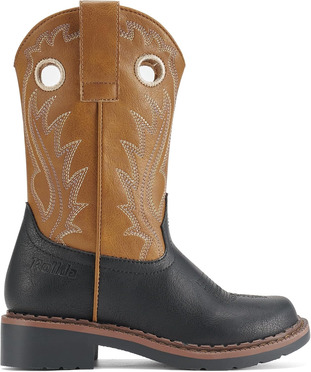 image:imageRollda Boys Cowboy Boots Kids Western Boots Square Toe Girls Cowgirl Boots for ToddlerLittle KidBig KidBlackBrown