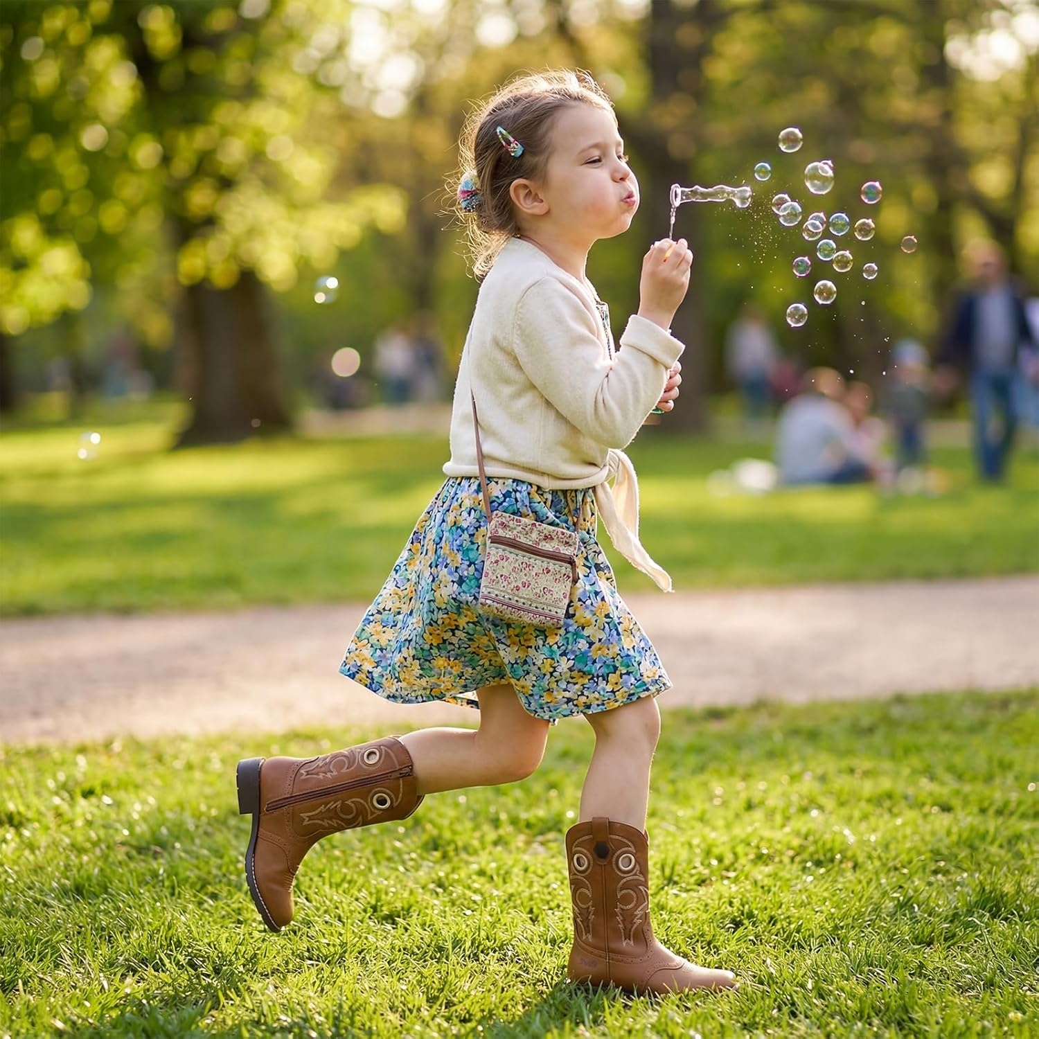 image:imageRollda Boys Cowboy Boots Kids Western Boots Square Toe Girls Cowgirl Boots for ToddlerLittle KidBig KidBrown