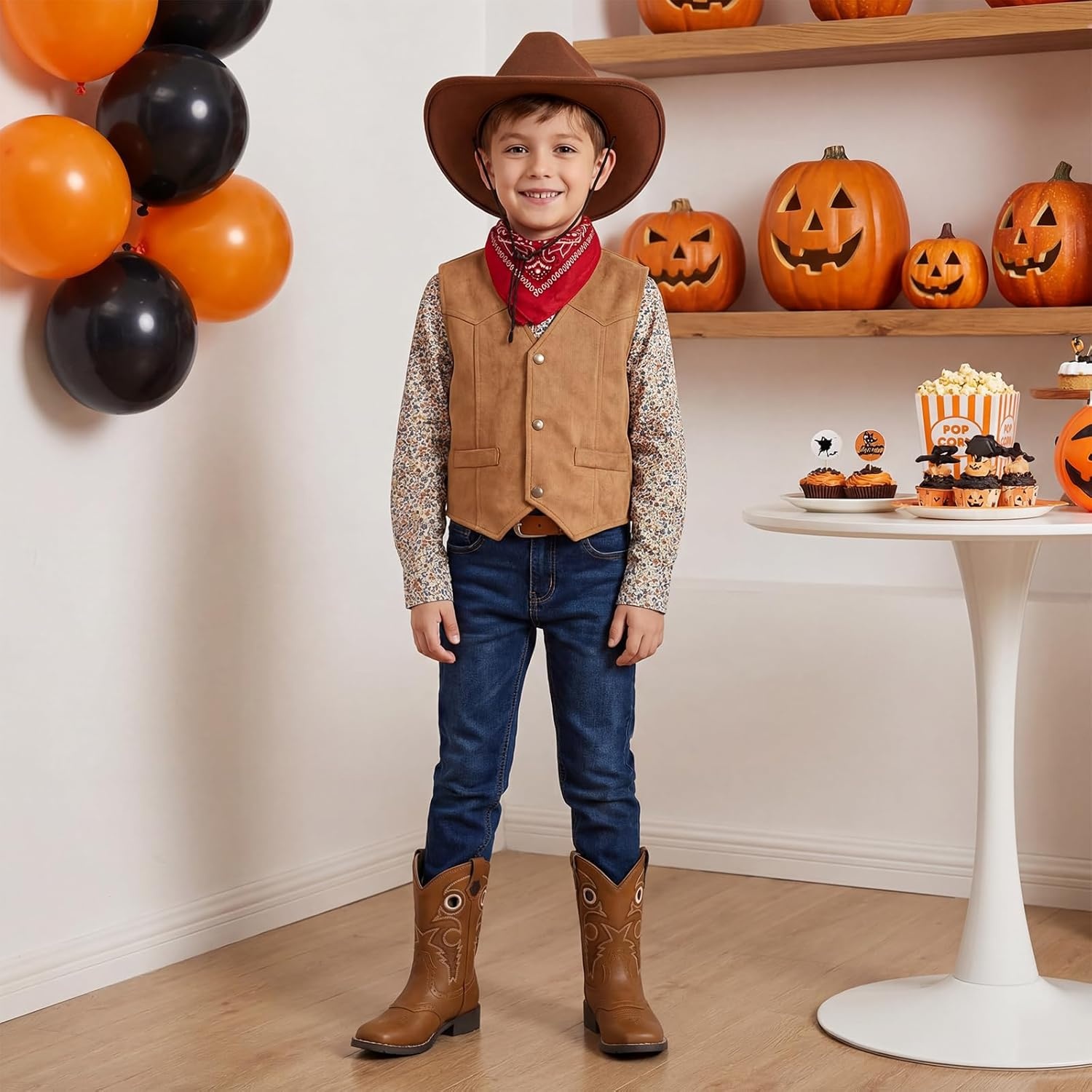 image:imageRollda Boys Cowboy Boots Kids Western Boots Square Toe Girls Cowgirl Boots for ToddlerLittle KidBig KidBrown