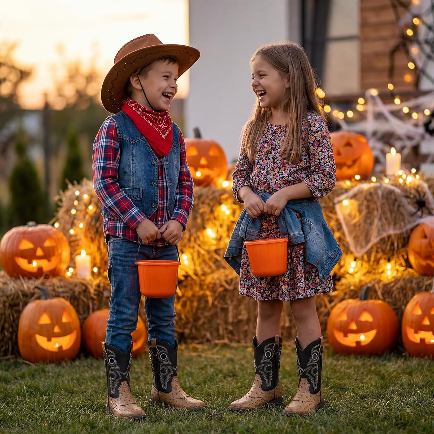 image:imageRollda Boys Cowboy Boots Kids Western Boots Square Toe Girls Cowgirl Boots for ToddlerLittle KidBig KidBrownBlack