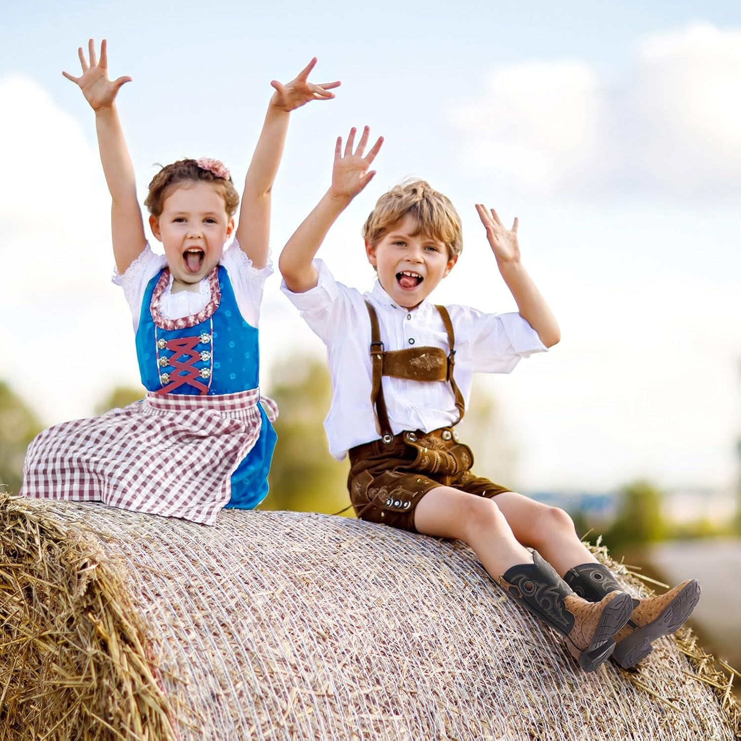 image:imageRollda Boys Cowboy Boots Kids Western Boots Square Toe Girls Cowgirl Boots for ToddlerLittle KidBig KidBrownBlack