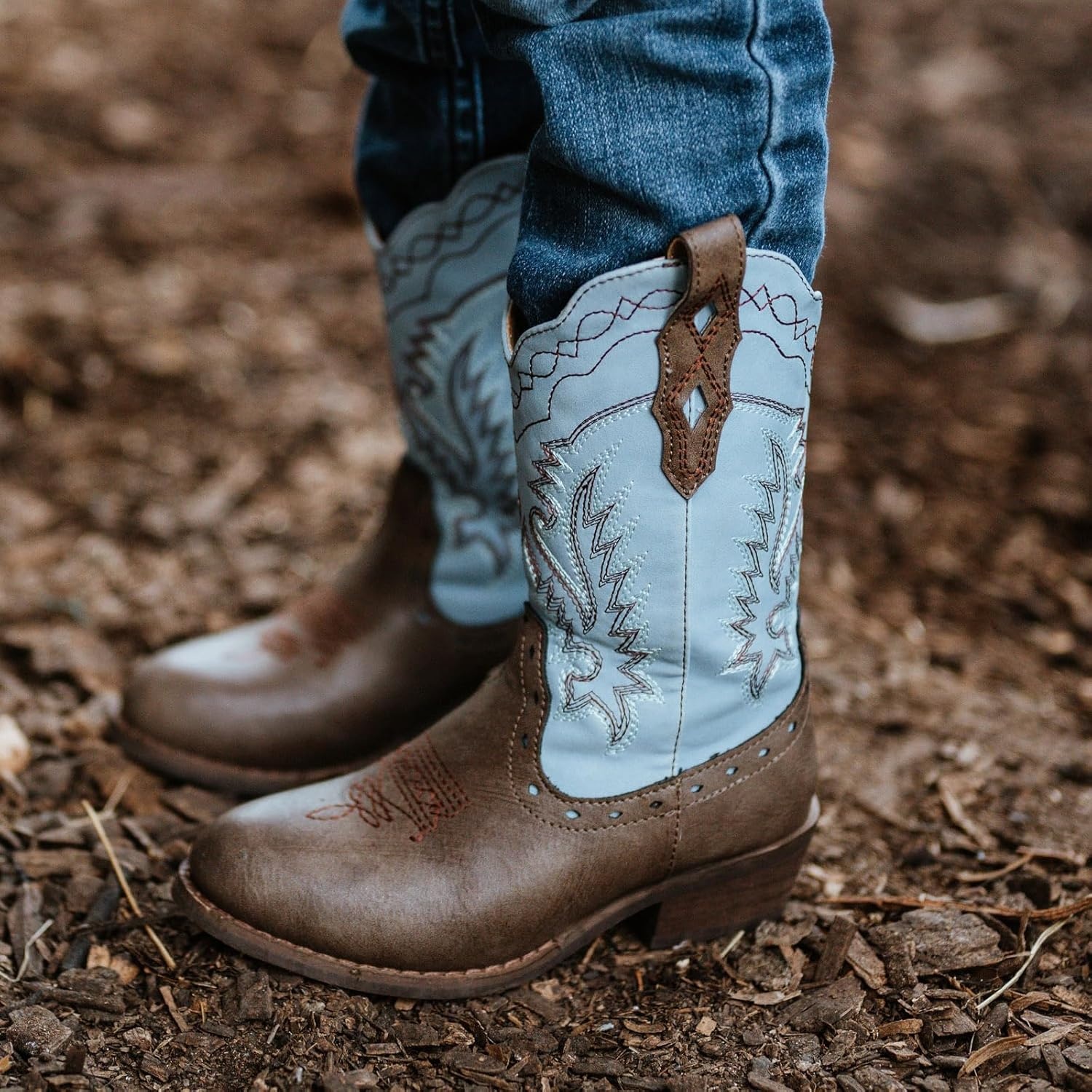 image:imageRollda Kids Cowboy Boots Western Round Toe Cowgirl Boots for Boys Girls ToddlerLittle KidBig KidBlack