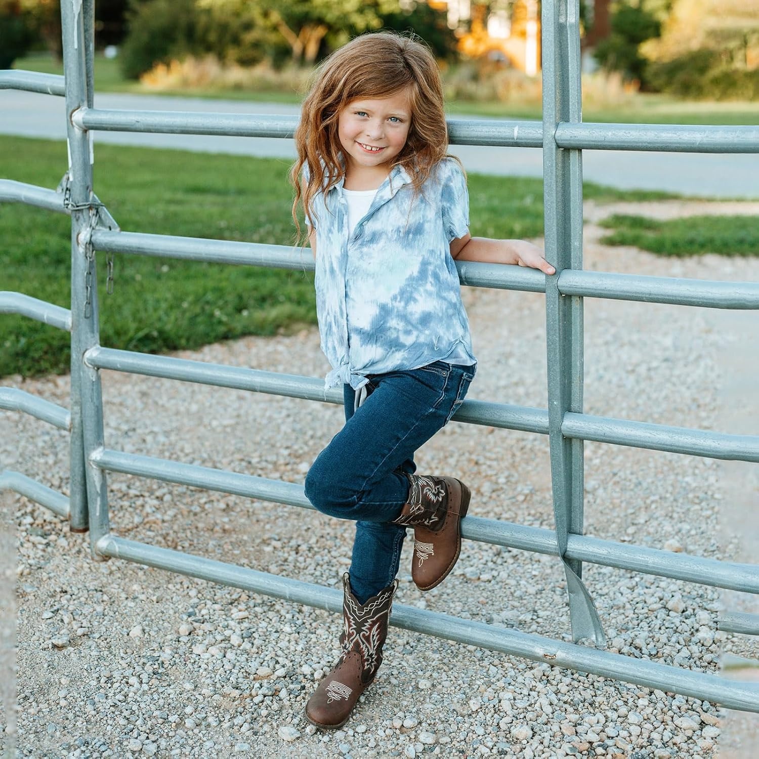 image:imageRollda Kids Cowboy Boots Western Round Toe Cowgirl Boots for Boys Girls ToddlerLittle KidBig KidDark Brown