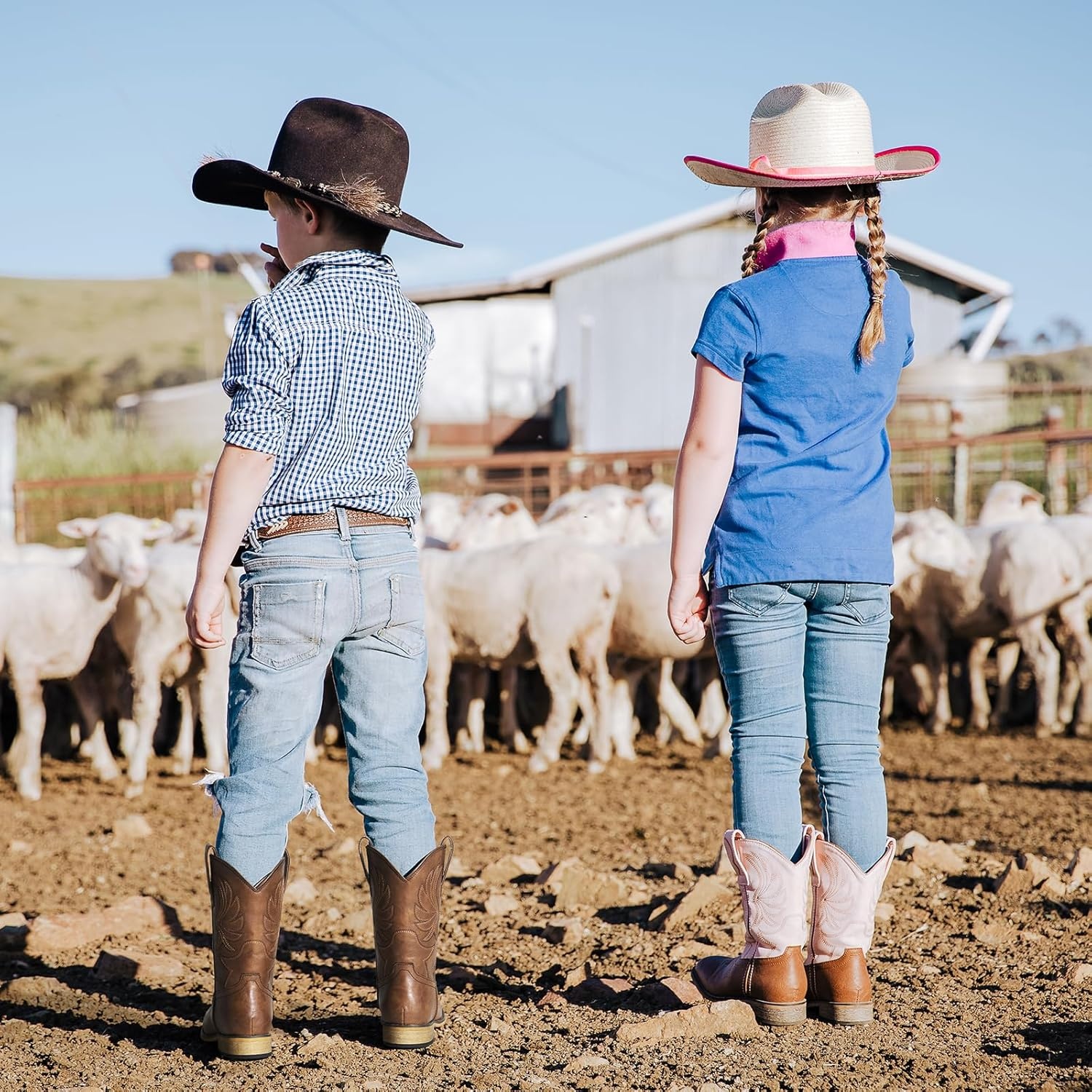 image:imageRollda Kids Cowboy Boots for Boys Girls Western Square Toe Cowgirl Boots with Walking Heel ToddlerLittle KidBig KidDark Brown