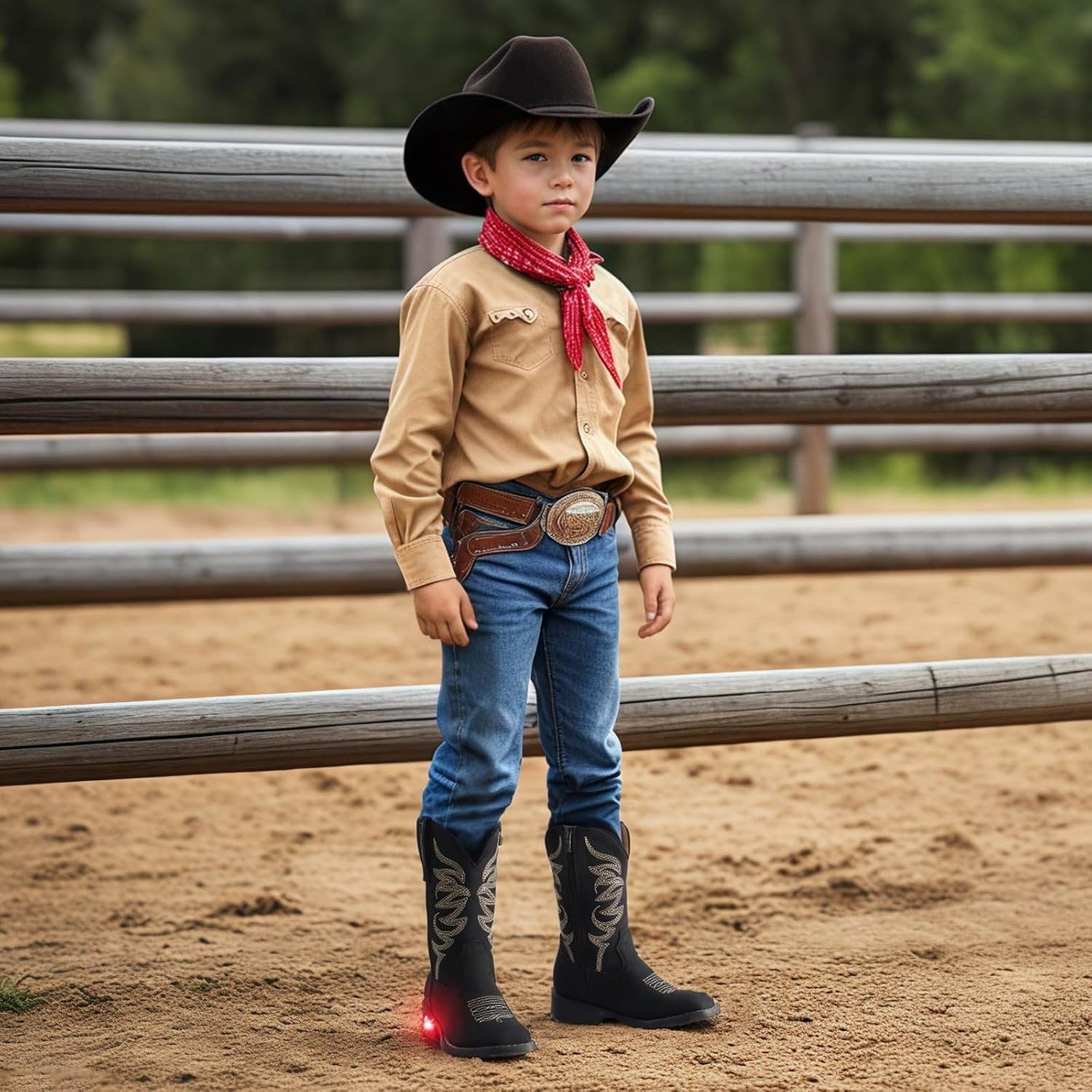 image:imageRollda Toddler Cowboy Boots for Boys Girls Cowgirl Boots Light Up Kids Western Boots for ToddlerLittle KidBlack