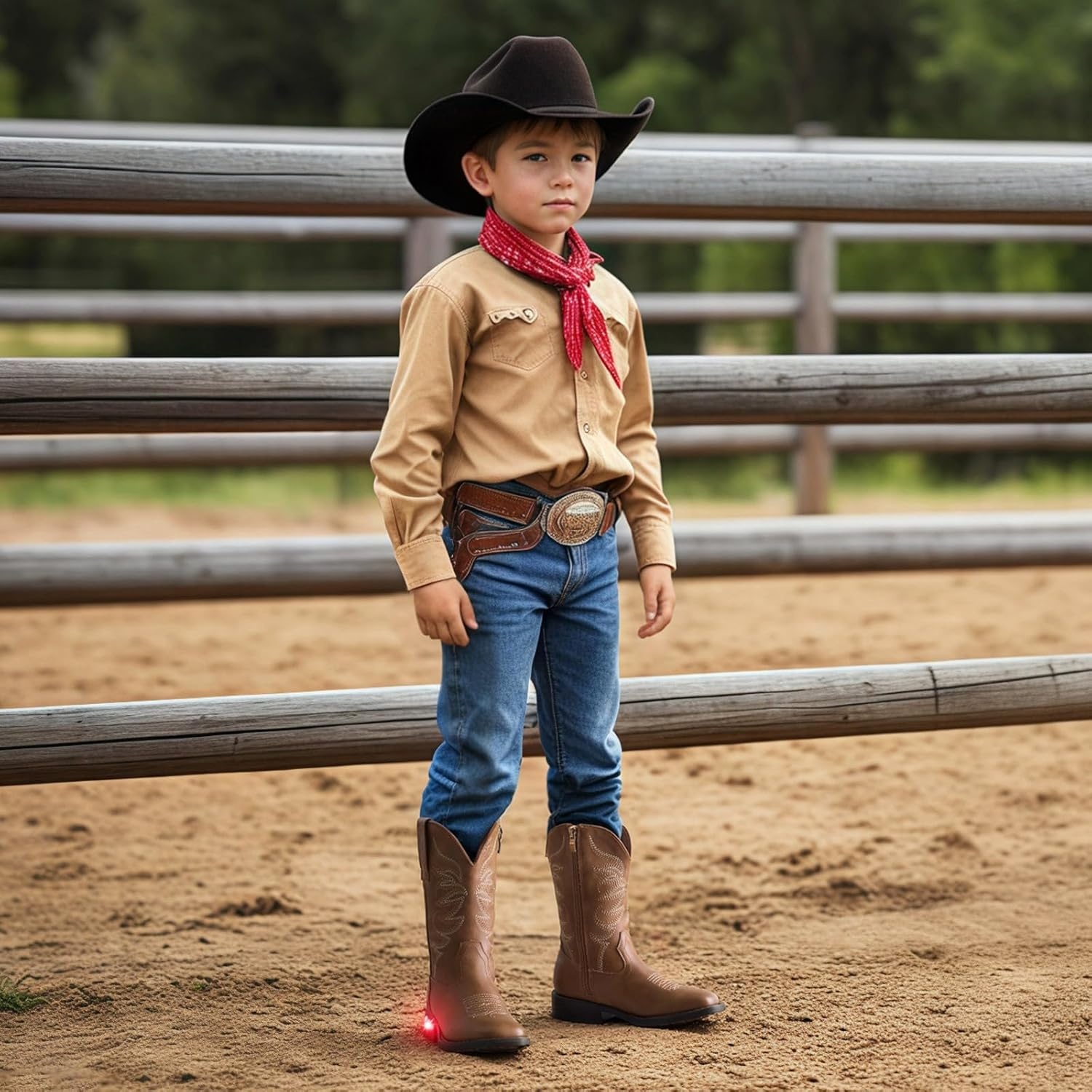 image:imageRollda Toddler Cowboy Boots for Boys Girls Cowgirl Boots Light Up Kids Western Boots for ToddlerLittle KidBrown
