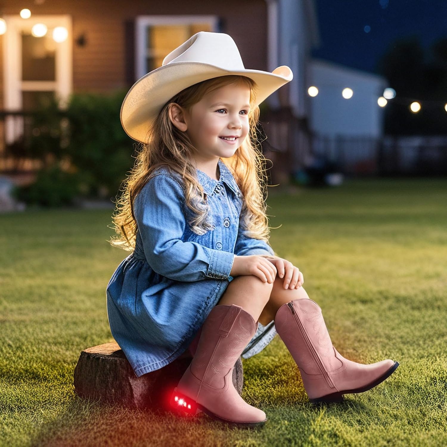 image:imageRollda Toddler Cowboy Boots for Boys Girls Cowgirl Boots Light Up Kids Western Boots for ToddlerLittle KidPink