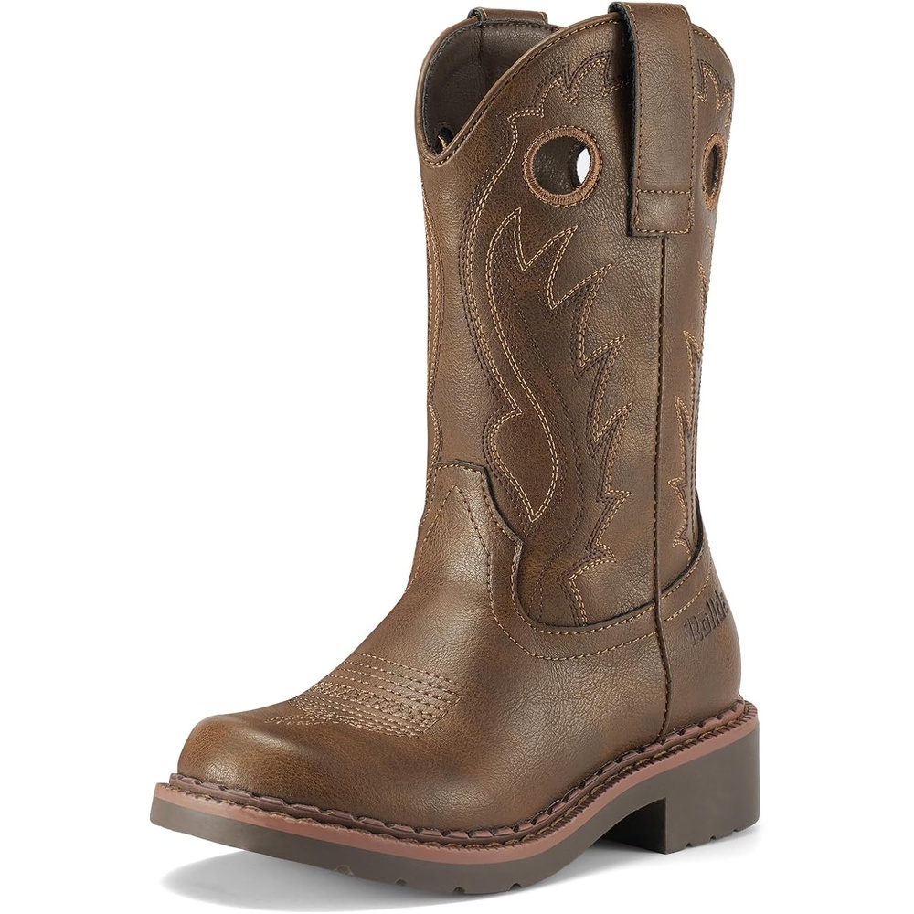 image:imageRollda Boys Cowboy Boots Kids Western Boots Square Toe Girls Cowgirl Boots for ToddlerLittle KidBig KidDarkbrown