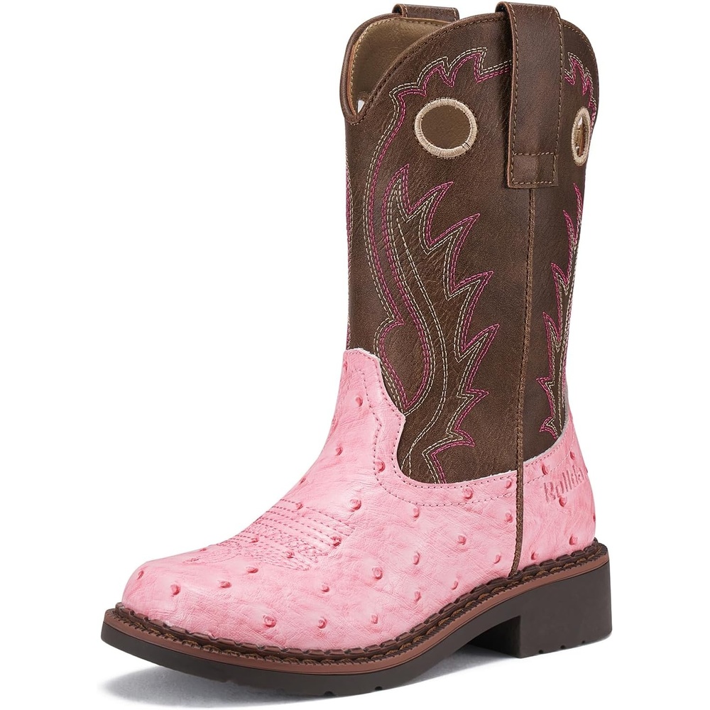 image:imageRollda Boys Cowboy Boots Kids Western Boots Square Toe Girls Cowgirl Boots for ToddlerLittle KidBig KidPink Ostrich