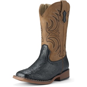 image:imageRollda Boys Cowboy Boots Kids Cowboy Boots with Square Toe Girls Cowgirl Western Boots for ToddlerLittle BoysBig KidsBlackBrown