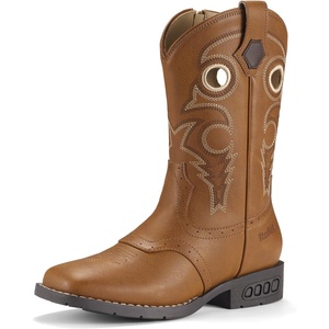 image:imageRollda Boys Cowboy Boots Kids Western Boots Square Toe Girls Cowgirl Boots for ToddlerLittle KidBig KidBrown