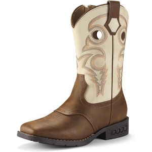image:imageRollda Boys Cowboy Boots Kids Western Boots Square Toe Girls Cowgirl Boots for ToddlerLittle KidBig KidBrownWhite