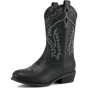 image:imageRollda Kids Cowboy Boots Western Round Toe Cowgirl Boots for Boys Girls ToddlerLittle KidBig KidBlack