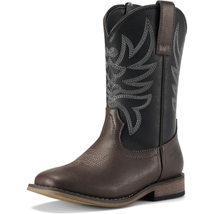 image:imageRollda Kids Cowboy Boots for Boys Girls Western Square Toe Cowgirl Boots with Walking Heel ToddlerLittle KidBig KidBlackBrownwith Zipper