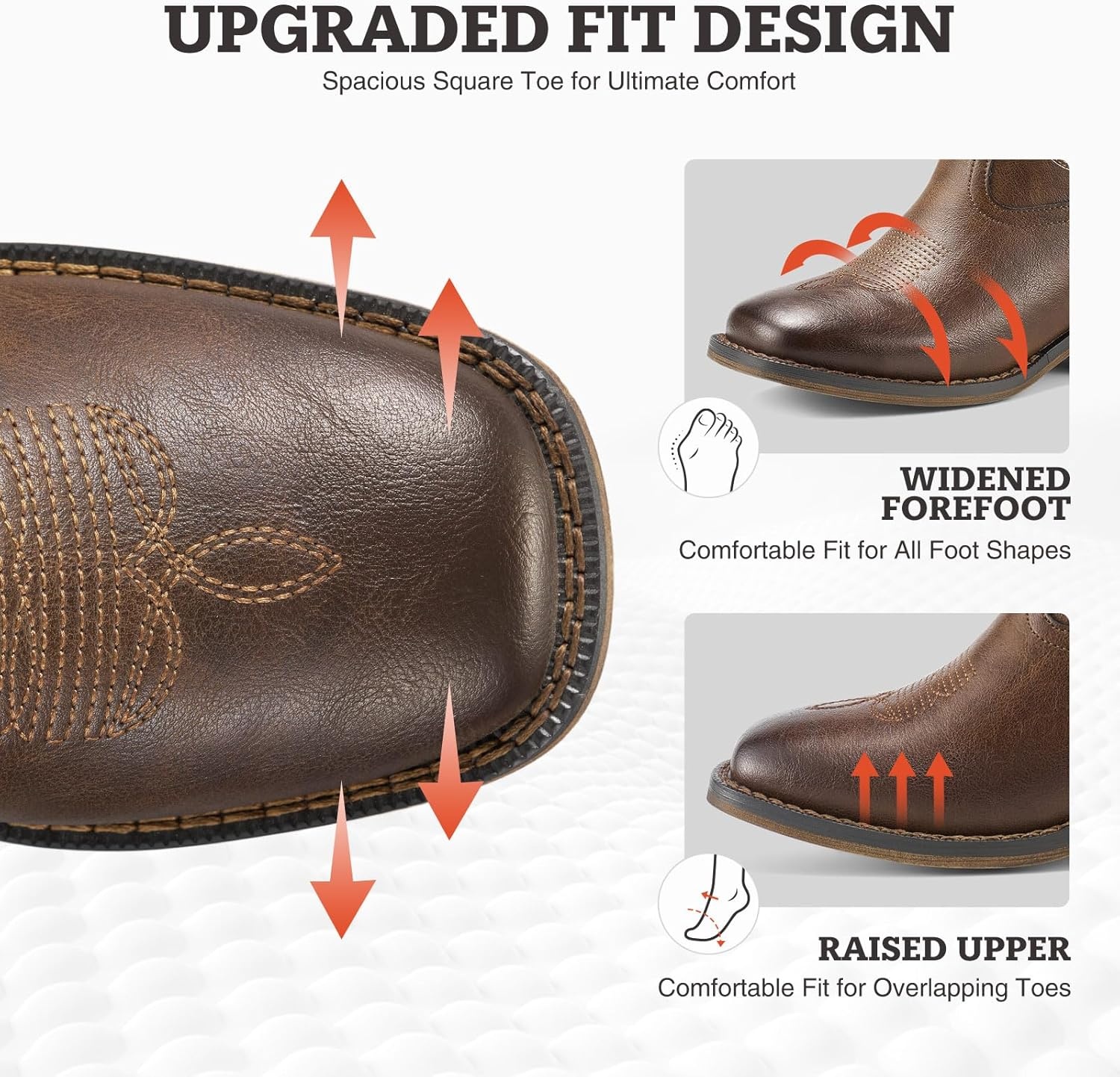 image:imageRollda Cowgirl Boots Cowboy Boots for Women Square Toe Mid Calf Western Boots Ladies Fashion Boots with Chunky HeelBronze