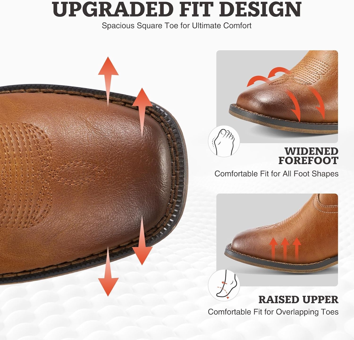 image:imageRollda Cowgirl Boots Cowboy Boots for Women Square Toe Mid Calf Western Boots Ladies Fashion Boots with Chunky HeelBrown