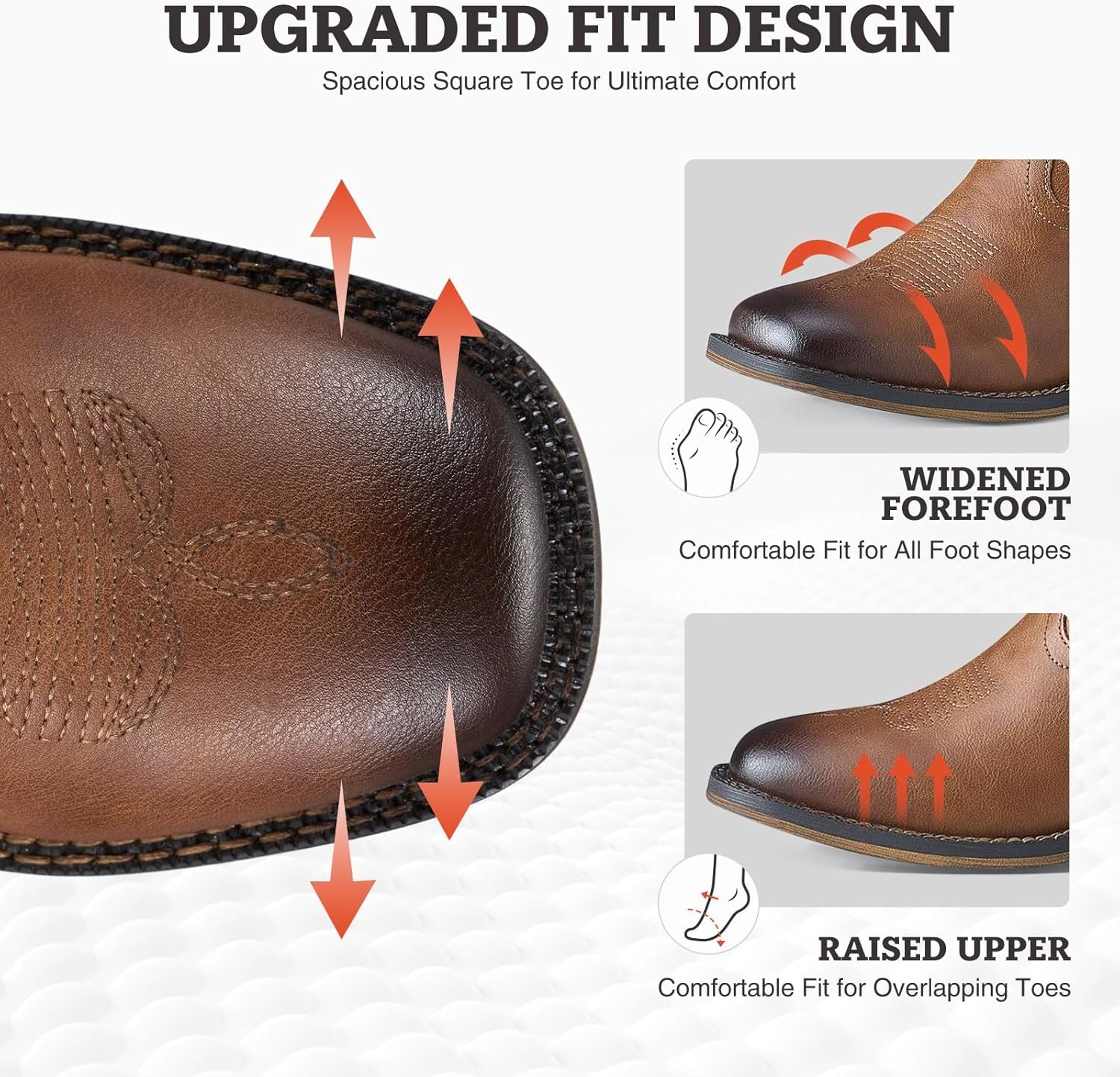 image:imageRollda Cowgirl Boots Cowboy Boots for Women Square Toe Mid Calf Western Boots Ladies Fashion Boots with Chunky HeelDark Brown