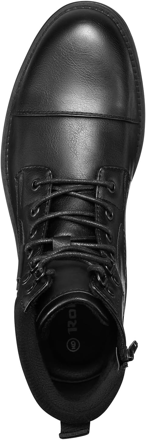image:imageRollda Mens Motorcycle Boots Combat Boots Casual Dress Boots for Men Lace Up Cap Toe Ankle BootsBlack