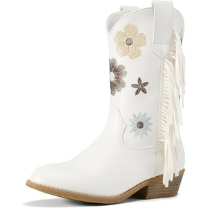 image:imageRollda Girls Cowboy Boots Cowgirl Boots with Tassel Floral Embroidered Kids Western Boots for ToddlerLittle KidBig KidWhite