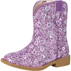 image:imageRollda Girls Cowgirl Boots Glitter Cowboy Boots with Cute Heart Sparkly Sequin Dress Boots for Birthday Party DanceToddlerLittle KidPurple