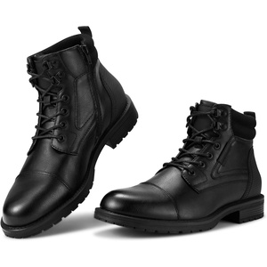 image:imageRollda Mens Motorcycle Boots Combat Boots Casual Dress Boots for Men Lace Up Cap Toe Ankle BootsBlack