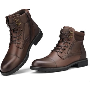 image:imageRollda Mens Motorcycle Boots Combat Boots Casual Dress Boots for Men Lace Up Cap Toe Ankle BootsBrown