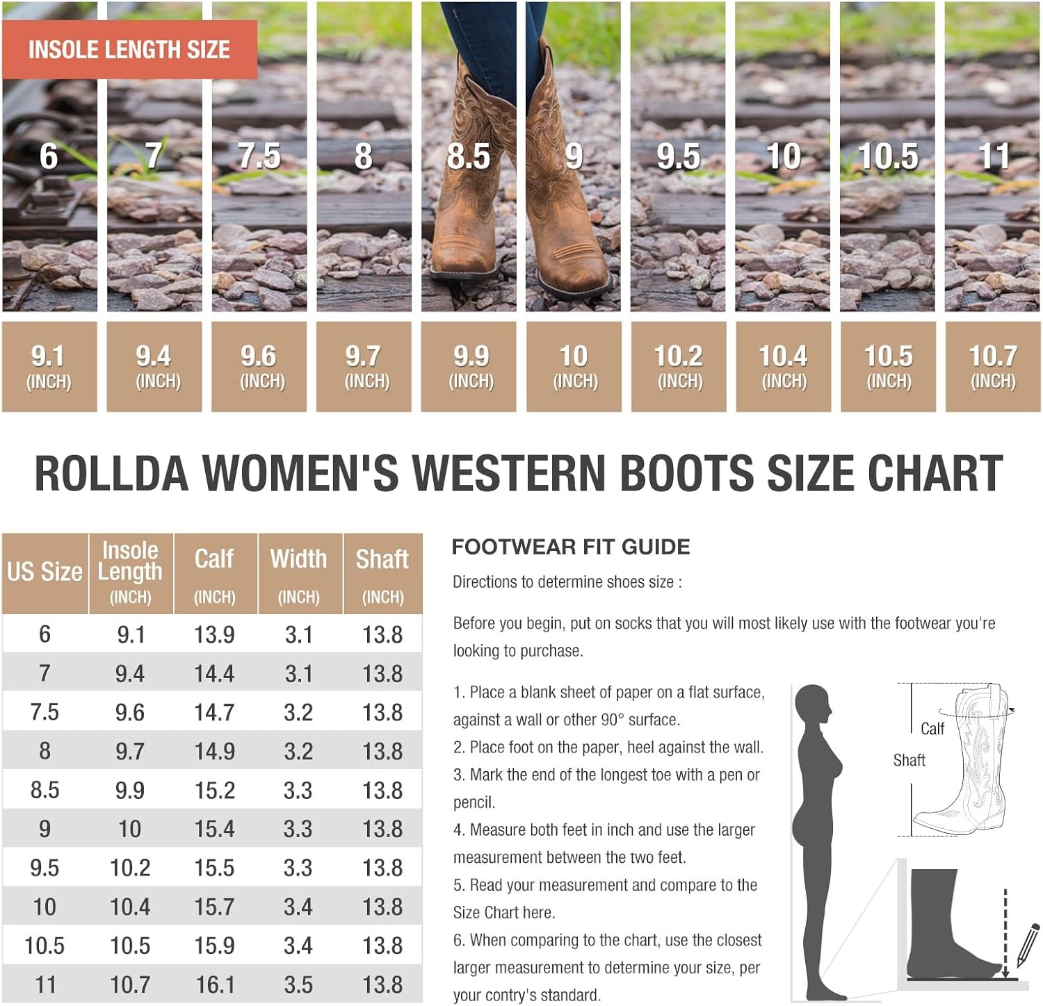 image:imageHISEA Rollda Cowboy Boots for Women Cowgirl Boots Comfortable Western Boots with Pointed Toe Stitched Embroidery for Country Concert Dancing Wedding Traveling Daily OutfitsTan