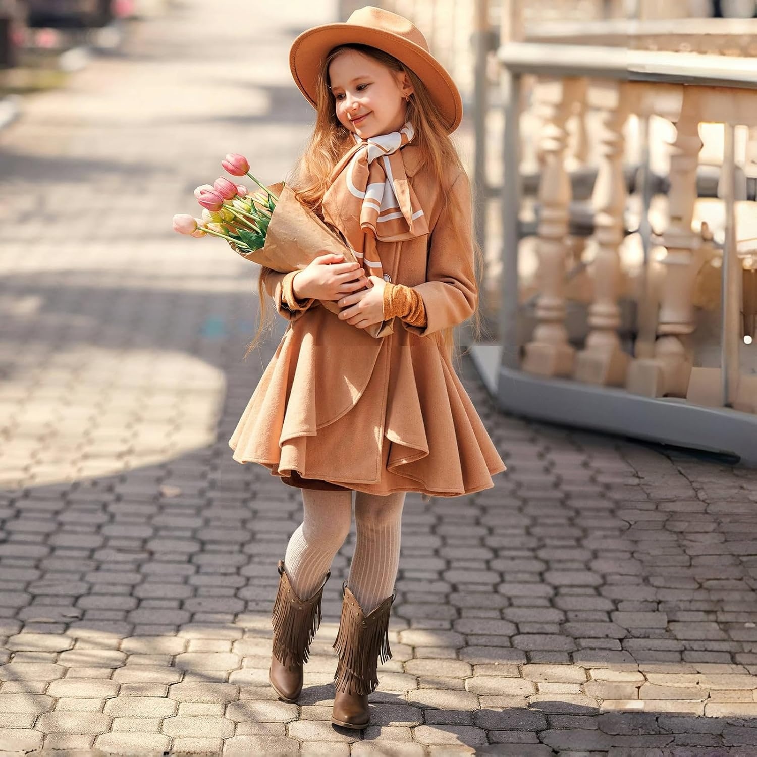 image:imageRollda Girls Cowboy Boots with Tassel Fringe Cowgirl Boots Snip Toe TPR Outsole Kids Western Boots Stylish amp Comfortable for AllSeasons ToddlerLittle KidBig KidBrown