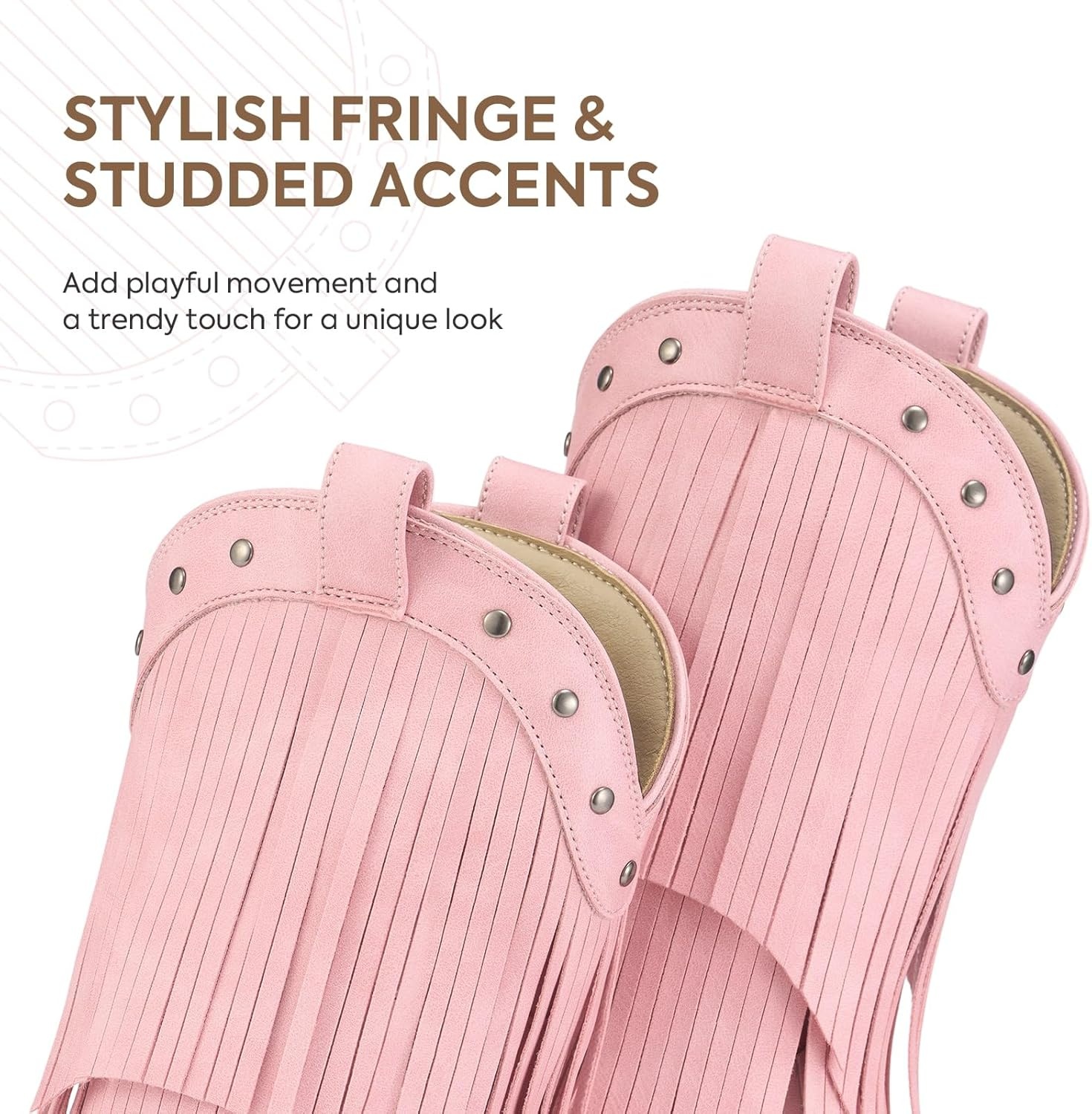 image:imageRollda Girls Cowboy Boots with Tassel Fringe Cowgirl Boots Snip Toe TPR Outsole Kids Western Boots Stylish amp Comfortable for AllSeasons ToddlerLittle KidBig KidPink