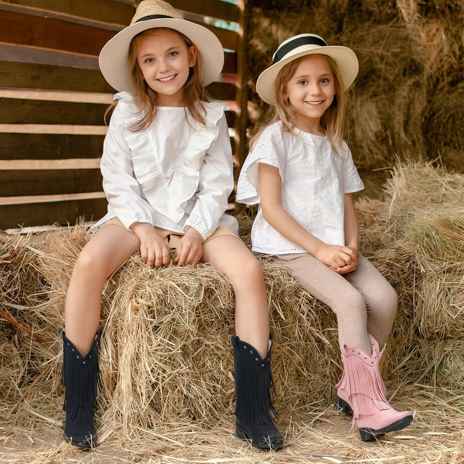 image:imageRollda Girls Cowboy Boots with Tassel Fringe Cowgirl Boots Snip Toe TPR Outsole Kids Western Boots Stylish amp Comfortable for AllSeasons ToddlerLittle KidBig KidPink