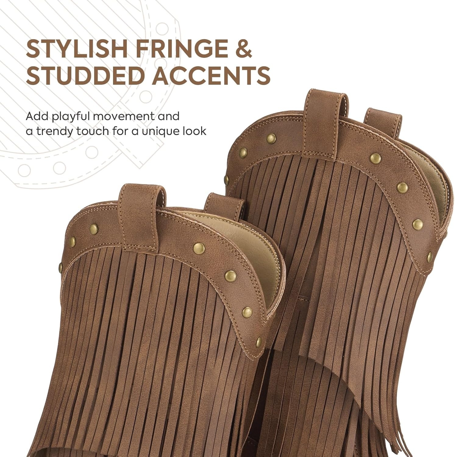 image:imageRollda Girls Cowboy Boots with Tassel Fringe Cowgirl Boots Snip Toe TPR Outsole Kids Western Boots Stylish amp Comfortable for AllSeasons ToddlerLittle KidBig KidBrown