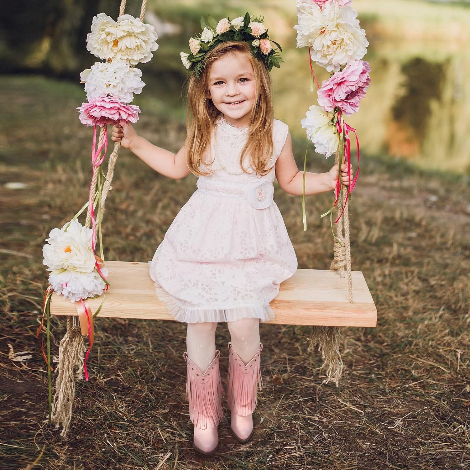 image:imageRollda Girls Cowboy Boots with Tassel Fringe Cowgirl Boots Snip Toe TPR Outsole Kids Western Boots Stylish amp Comfortable for AllSeasons ToddlerLittle KidBig KidPink