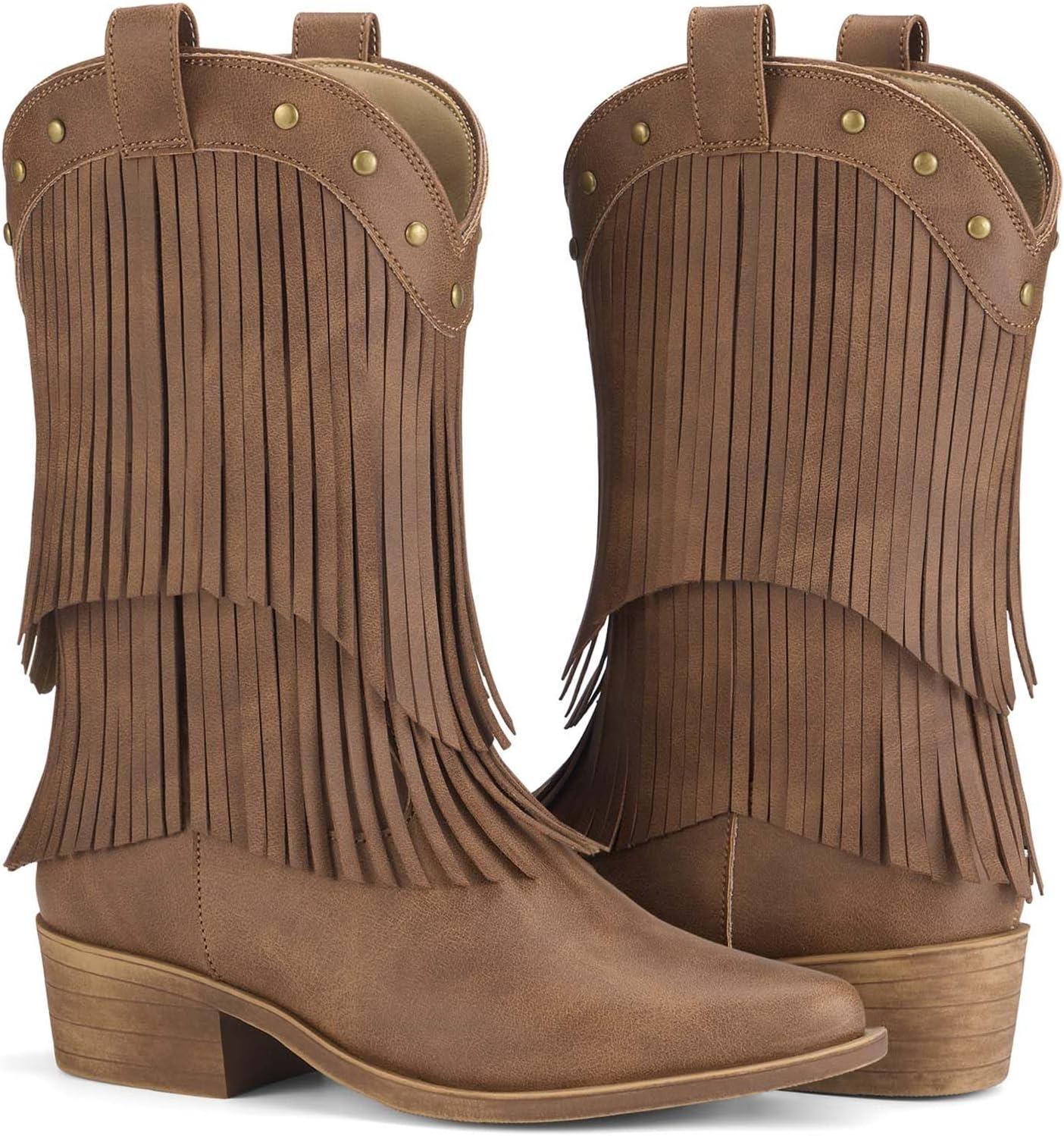 image:imageRollda Girls Cowboy Boots with Tassel Fringe Cowgirl Boots Snip Toe TPR Outsole Kids Western Boots Stylish amp Comfortable for AllSeasons ToddlerLittle KidBig KidBrown