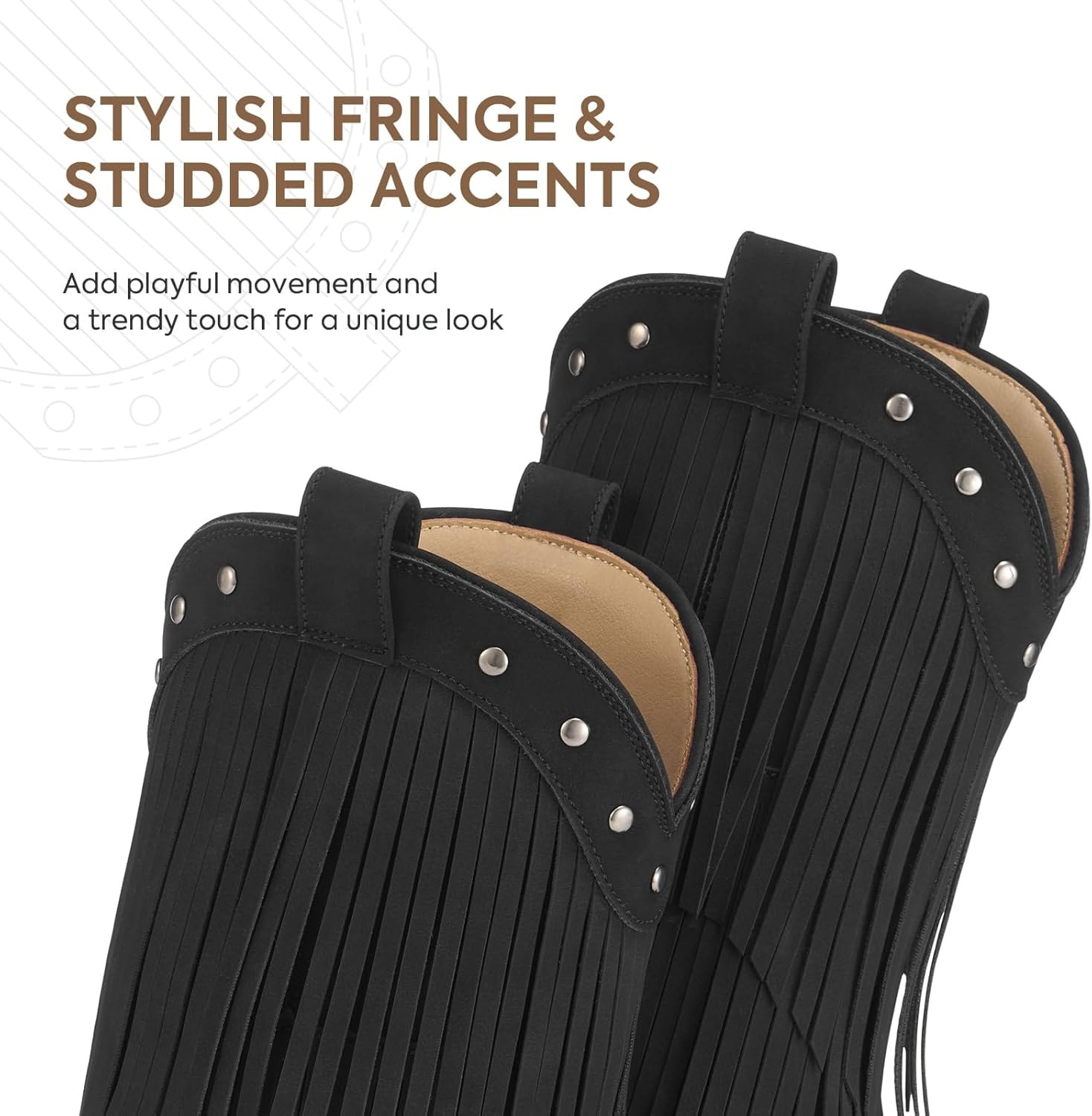 image:imageRollda Girls Cowboy Boots with Tassel Fringe Cowgirl Boots Snip Toe TPR Outsole Kids Western Boots Stylish amp Comfortable for AllSeasons ToddlerLittle KidBig KidBlack