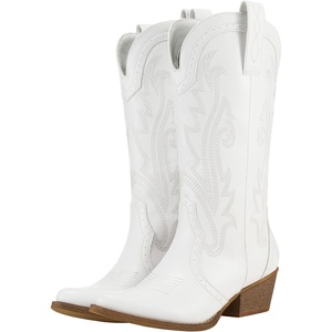image:imageHISEA Rollda Cowboy Boots for Women Cowgirl Boots Comfortable Western Boots with Pointed Toe Stitched Embroidery for Country Concert Dancing Wedding Traveling Daily OutfitsWhite