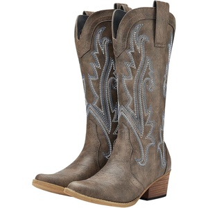 image:imageHISEA Rollda Cowboy Boots for Women Cowgirl Boots Comfortable Western Boots with Pointed Toe Stitched Embroidery for Country Concert Dancing Wedding Traveling Daily OutfitsBrown