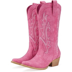 image:imageHISEA Rollda Cowboy Boots for Women Cowgirl Boots Comfortable Western Boots with Pointed Toe Stitched Embroidery for Country Concert Dancing Wedding Traveling Daily OutfitsPink