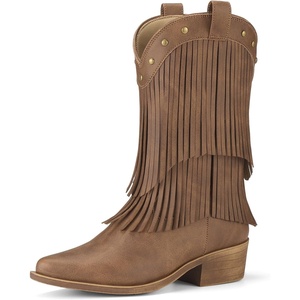 image:imageRollda Girls Cowboy Boots with Tassel Fringe Cowgirl Boots Snip Toe TPR Outsole Kids Western Boots Stylish amp Comfortable for AllSeasons ToddlerLittle KidBig KidBrown