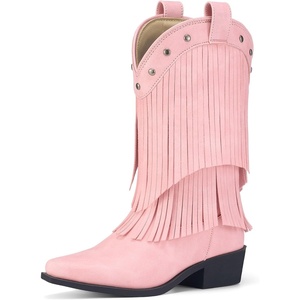 image:imageRollda Girls Cowboy Boots with Tassel Fringe Cowgirl Boots Snip Toe TPR Outsole Kids Western Boots Stylish amp Comfortable for AllSeasons ToddlerLittle KidBig KidPink