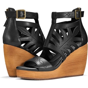 image:imageRollda Womens Wedge Sandals Platform Sandals High Heels for Women Fashion Dressy Casual Sandals Comfortable Open Toe Summer Shoes with Back Zipper Design Adjustable Ankle StrapBlack