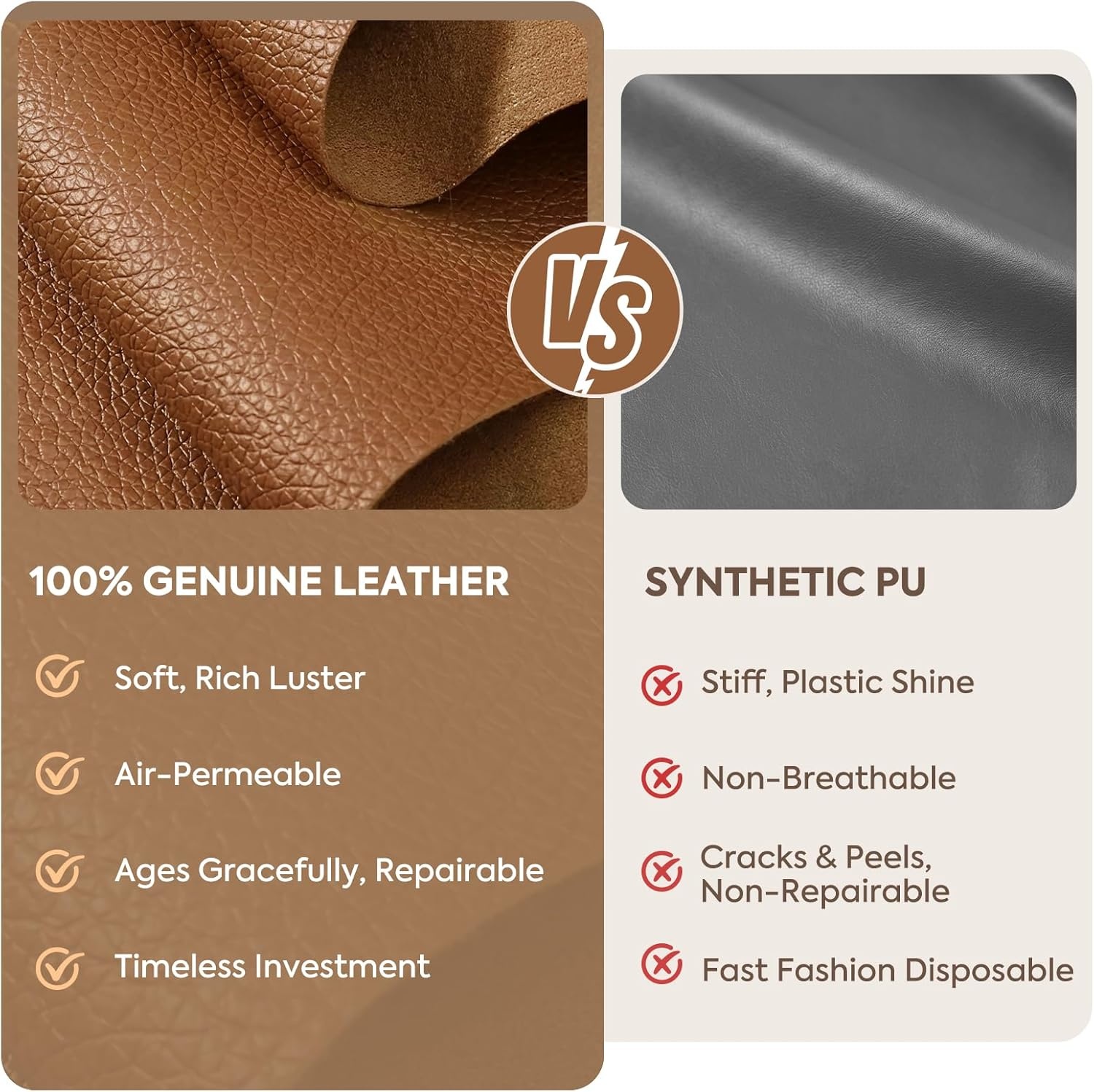 image:imageRollda Leather Cowboy Boots for Women Genuine Leather Womens Western Boots Mid Calf with Embroidery Cowgirl Boots Round Toe Cuban Heel Pull OnBrown