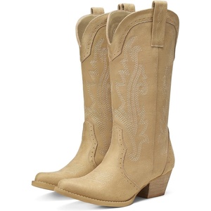image:imageHISEA Rollda Cowboy Boots for Women Cowgirl Boots Comfortable Western Boots with Pointed Toe Stitched Embroidery for Country Concert Dancing Wedding Traveling Daily OutfitsBrown Suede